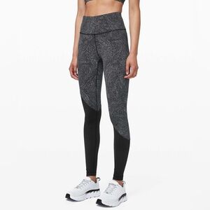 Lululemon Speed Wunder Tight Asym Free Spirit Ice Grey Black Leggings Athletic
